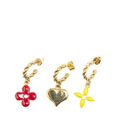 Louis Vuitton Boucle d'Oreille Sweet Monogram Earrings Set of 3 M65370 Gold Red Yellow Plated Women's LOUIS VUITTON