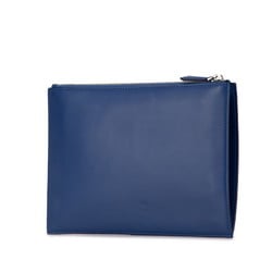 FENDI FF Clutch Bag Second 7N0113 Blue Leather Women's