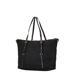 Prada Triangle Plate Tote Bag Shoulder Black Nylon Leather Women's PRADA