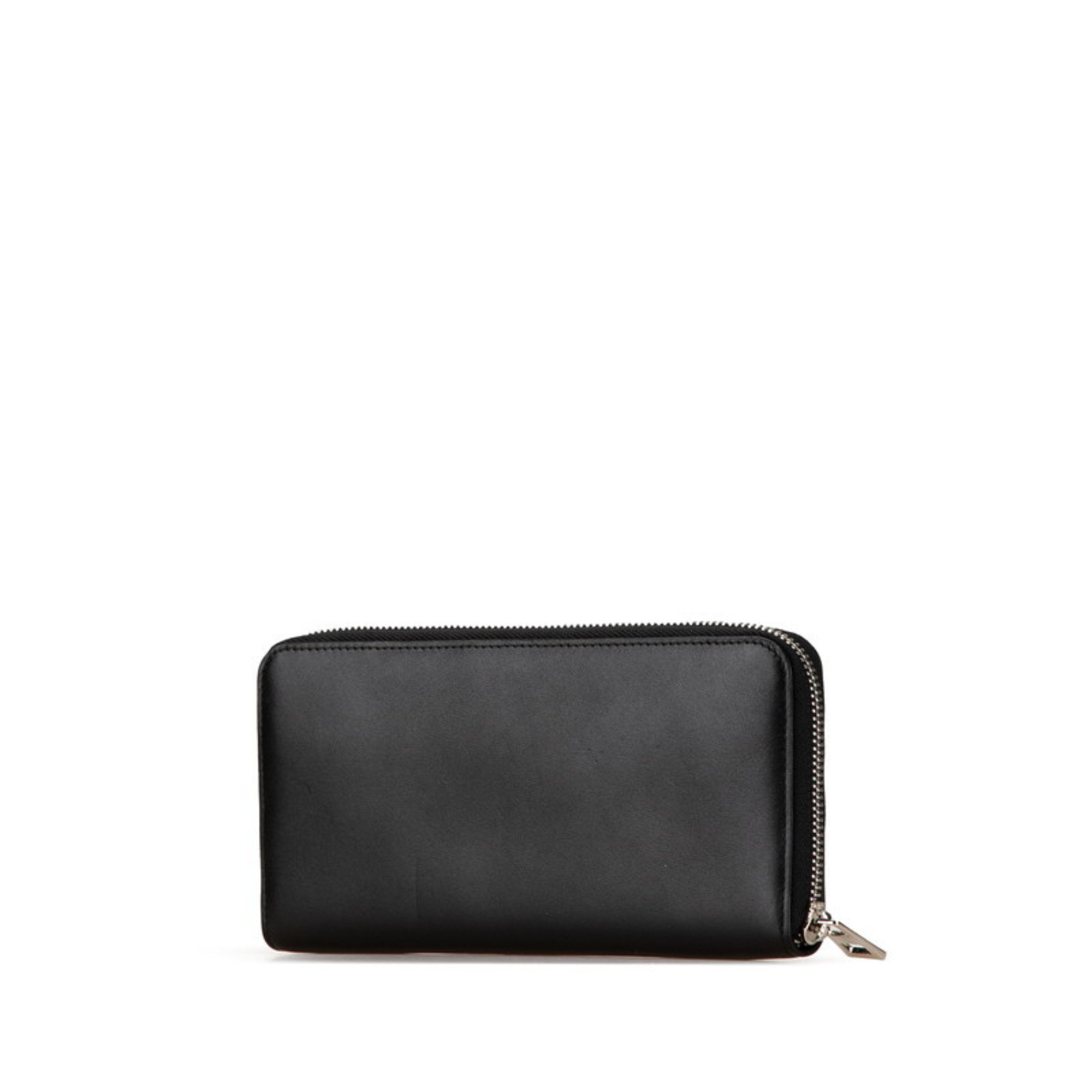 LOEWE Amazona Round Long Wallet Black Leather Women's