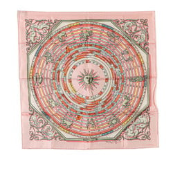 Hermes Carre 45 DIES ET HORE Astrology Sun Scarf Muffler Pink Multicolor Silk Women's HERMES