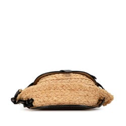 LOEWE GATE Shoulder Bag Black Beige Leather Raffia Women's