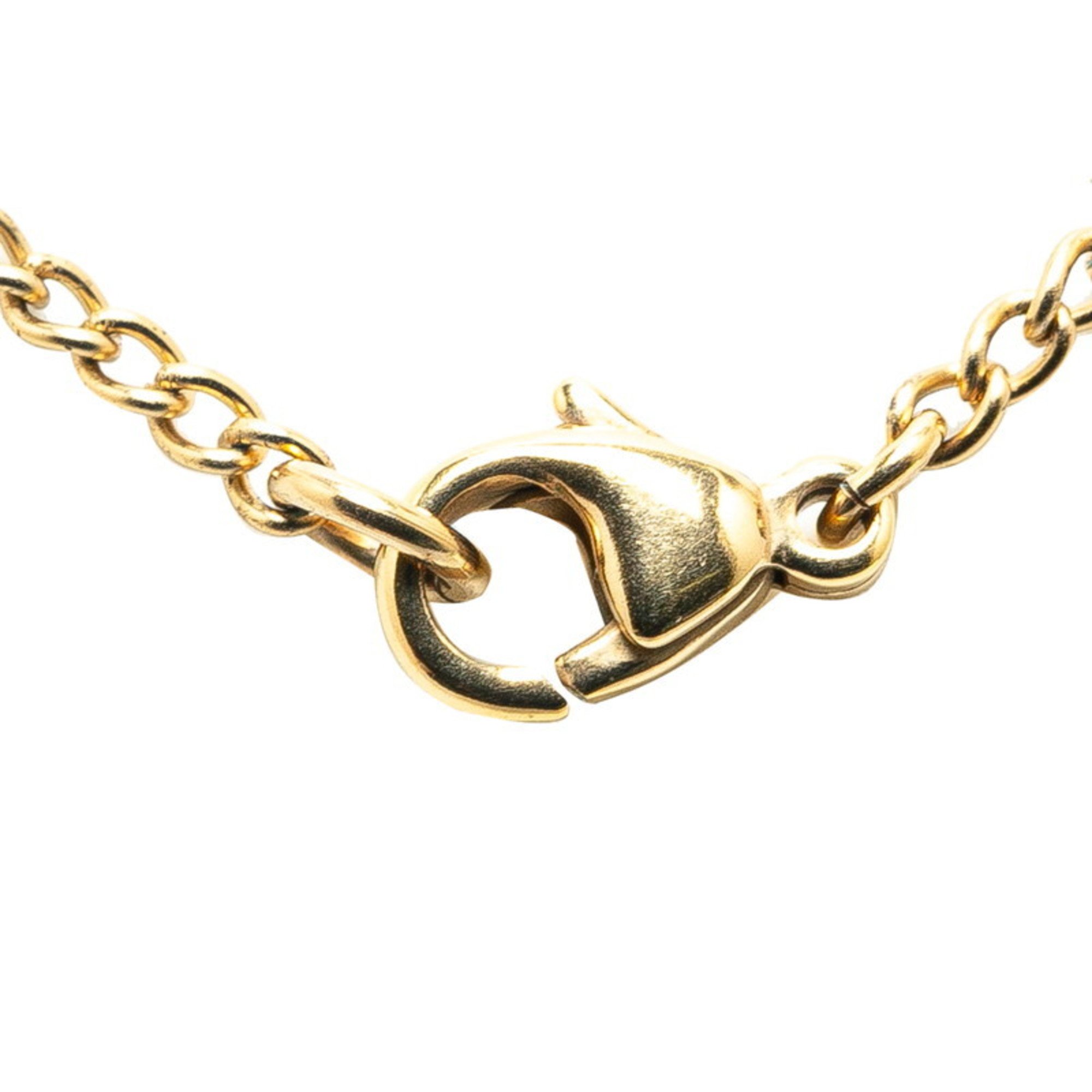 Chanel Coco Mark Mushroom Motif Necklace Gold White Plated Women's CHANEL