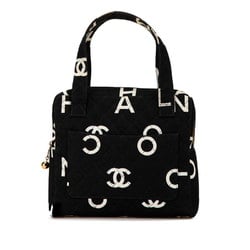 Chanel Matelasse Coco Mark Handbag Black White Canvas Women's CHANEL