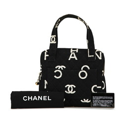 Chanel Matelasse Coco Mark Handbag Black White Canvas Women's CHANEL