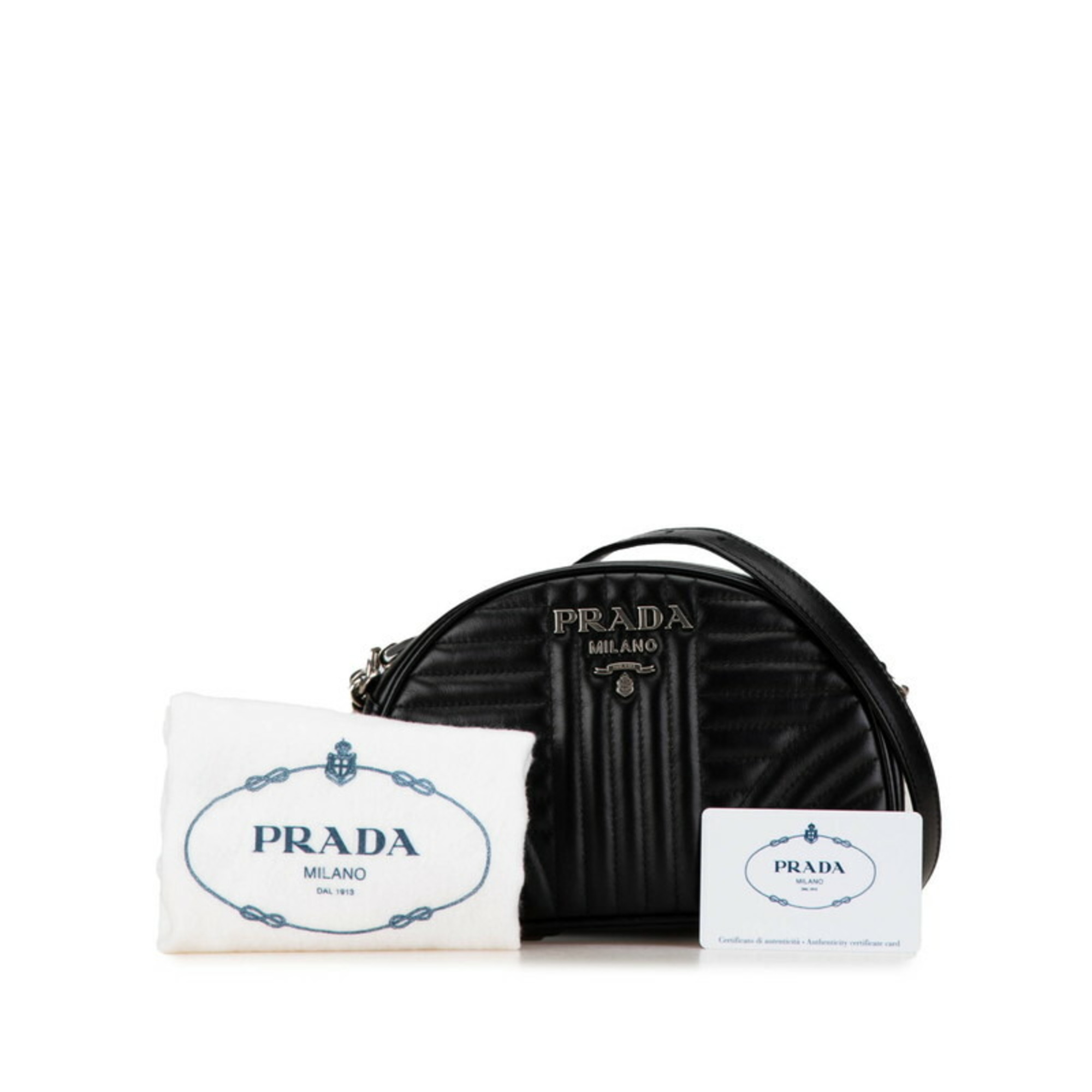 Prada Diagram Quilted Shoulder Bag 1BH147 Black Leather Women's PRADA