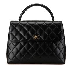 Chanel Matelasse Coco Mark Flap Bag Black Lambskin Women's CHANEL