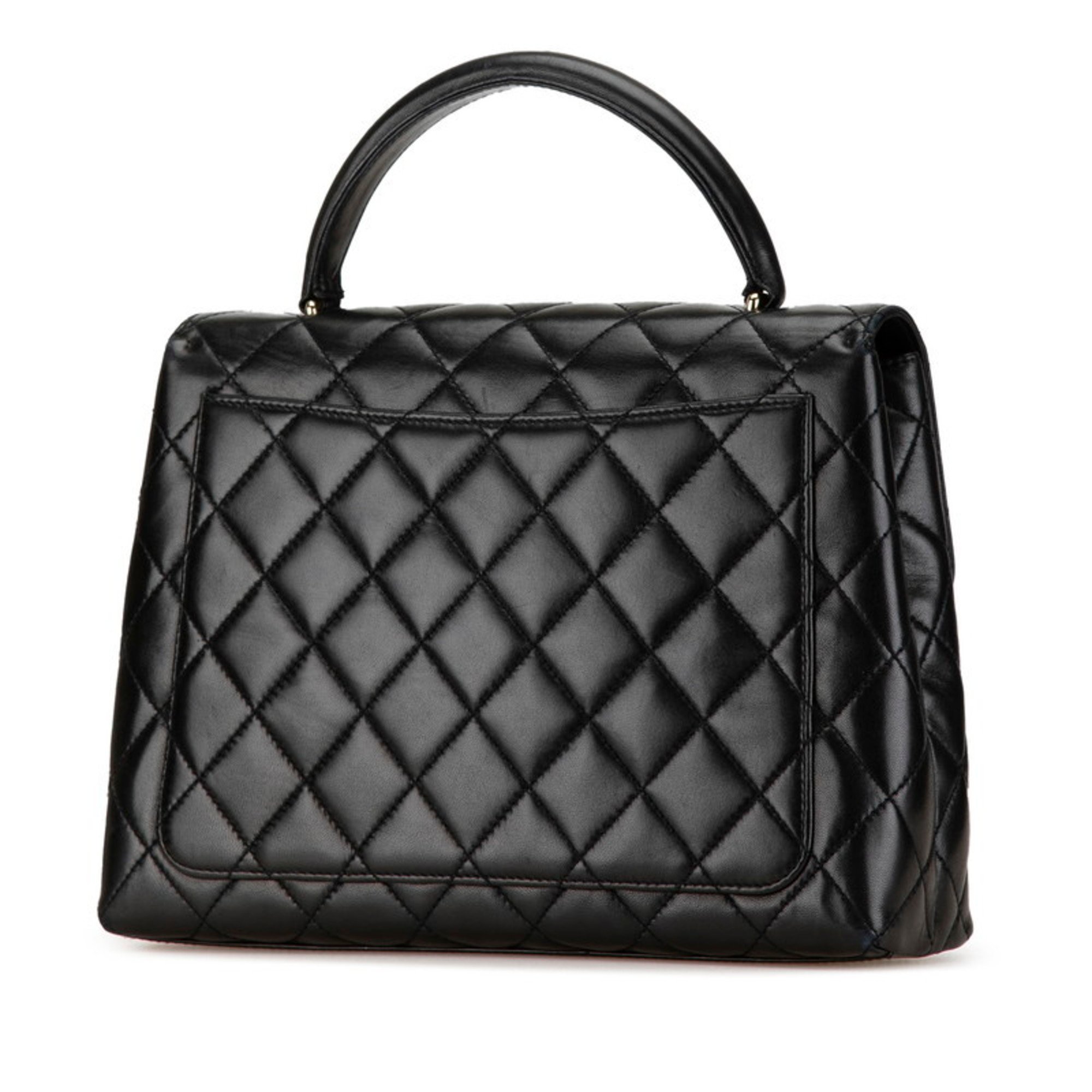 Chanel Matelasse Coco Mark Flap Bag Black Lambskin Women's CHANEL