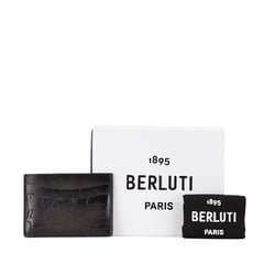 Berluti Bamboo Neo Card Case Black Leather Women's