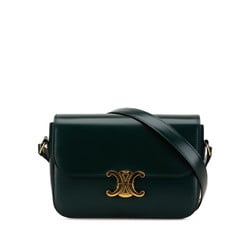 Celine Triomphe Classic Shoulder Bag Green Gold Leather Women's CELINE