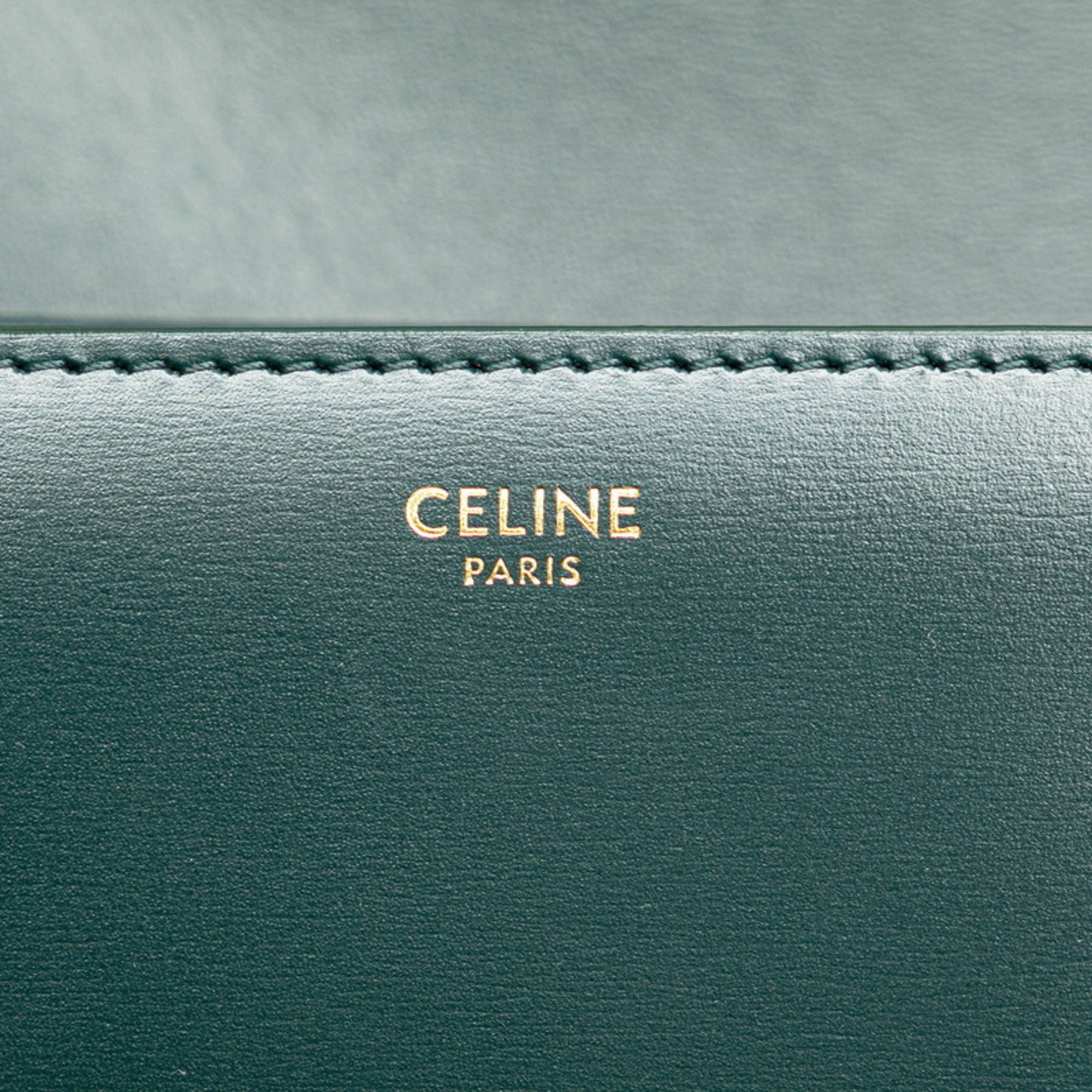 Celine Triomphe Classic Shoulder Bag Green Gold Leather Women's CELINE