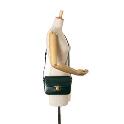 Celine Triomphe Classic Shoulder Bag Green Gold Leather Women's CELINE