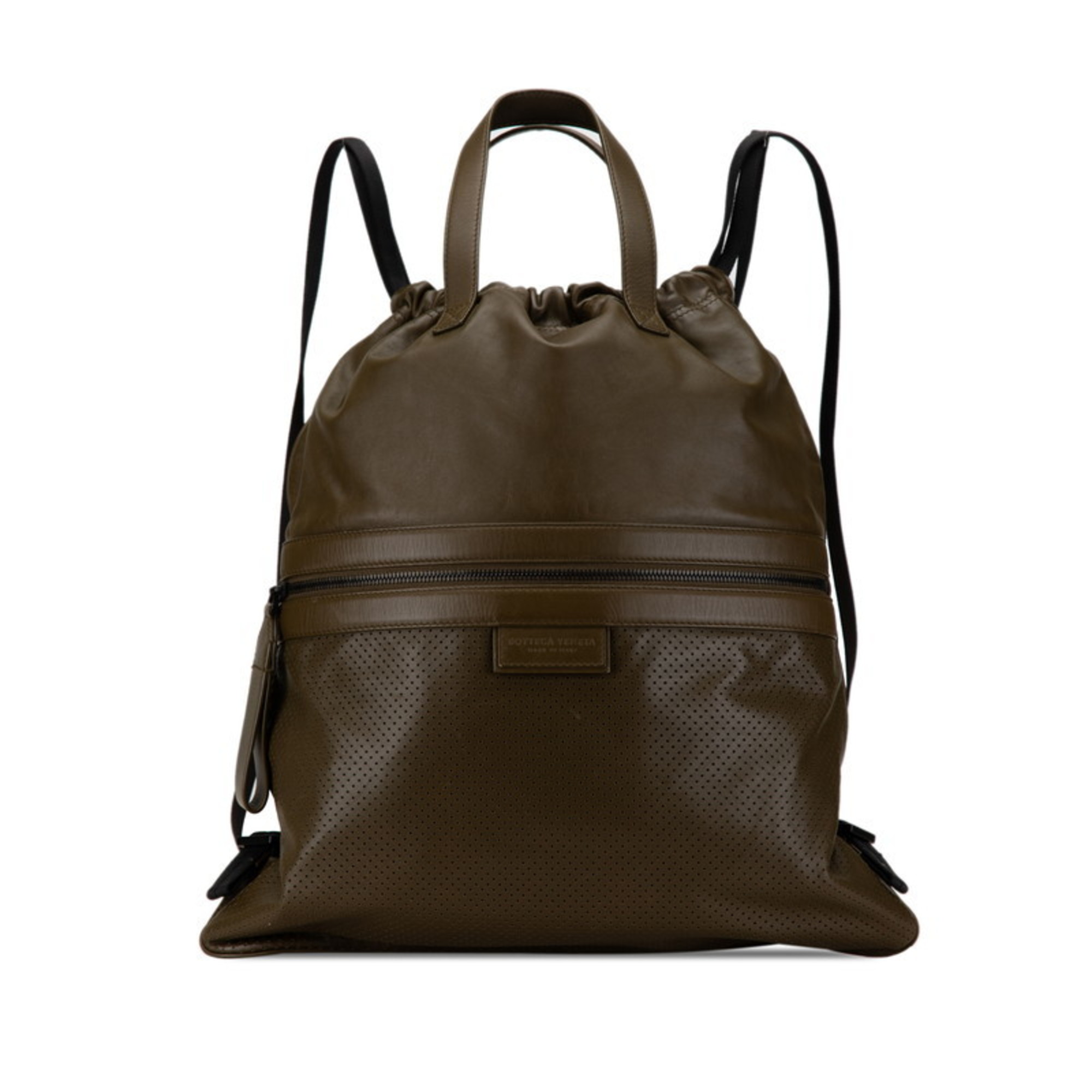 Bottega Veneta Leggero Backpack 567222 Khaki Leather Women's BOTTEGAVENETA