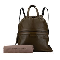 Bottega Veneta Leggero Backpack 567222 Khaki Leather Women's BOTTEGAVENETA