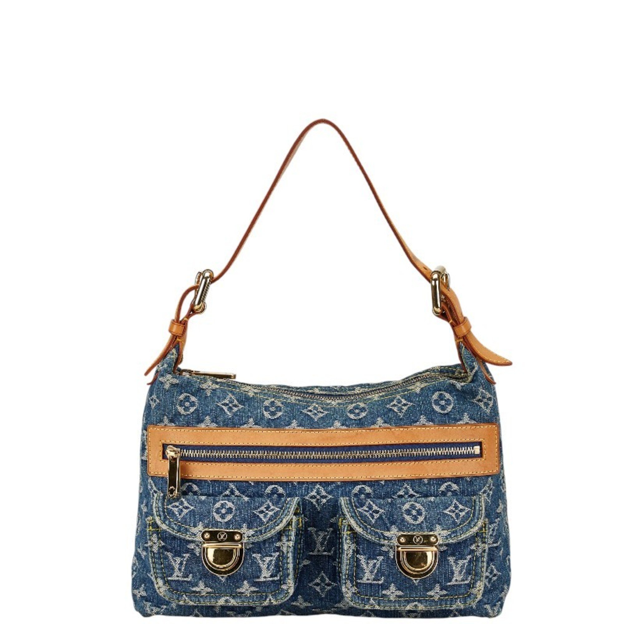 Louis Vuitton Monogram Denim Baggy PM Bag Handbag M95049 Blue Leather Women's LOUIS VUITTON