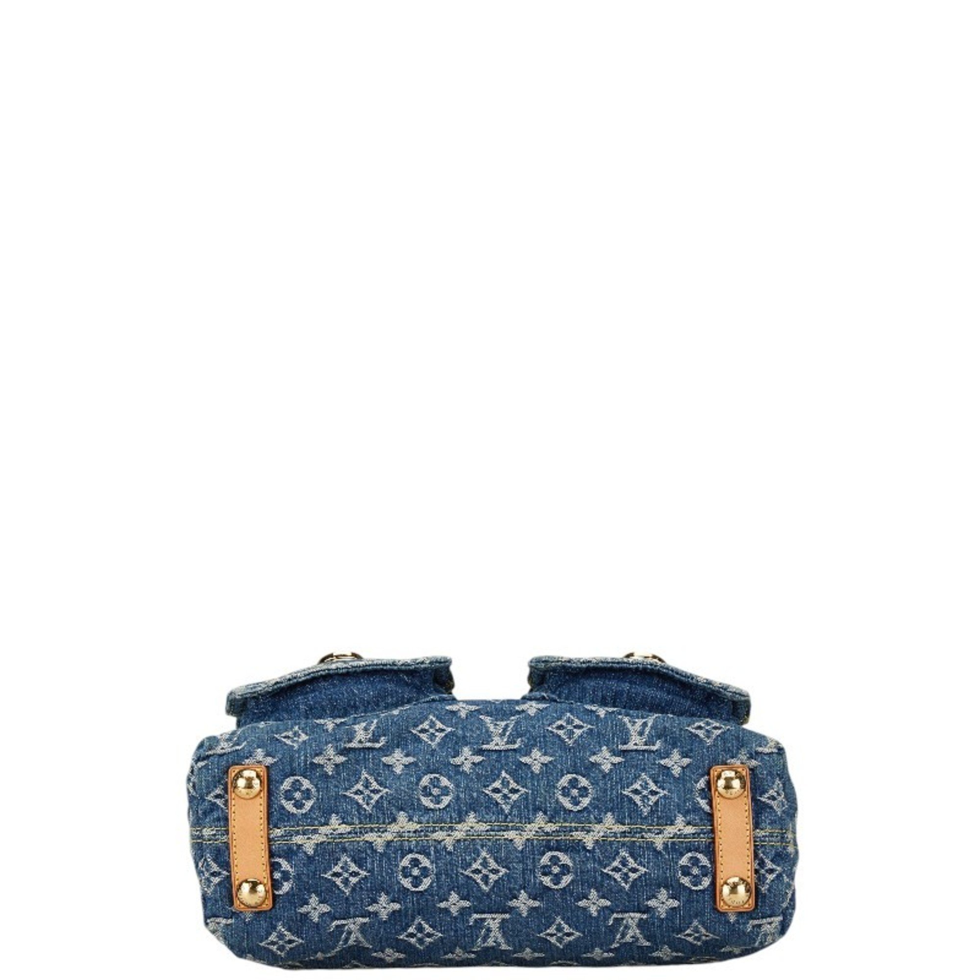 Louis Vuitton Monogram Denim Baggy PM Bag Handbag M95049 Blue Leather Women's LOUIS VUITTON