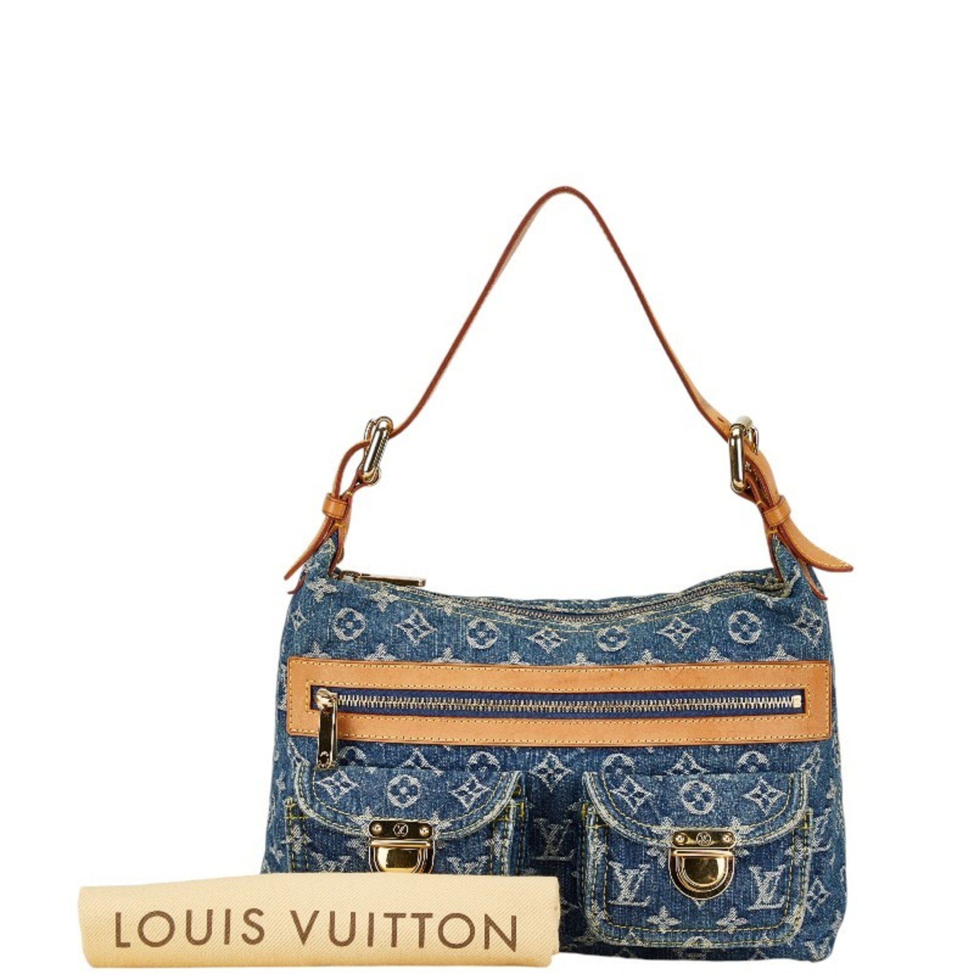 Louis Vuitton Monogram Denim Baggy PM Bag Handbag M95049 Blue Leather Women's LOUIS VUITTON