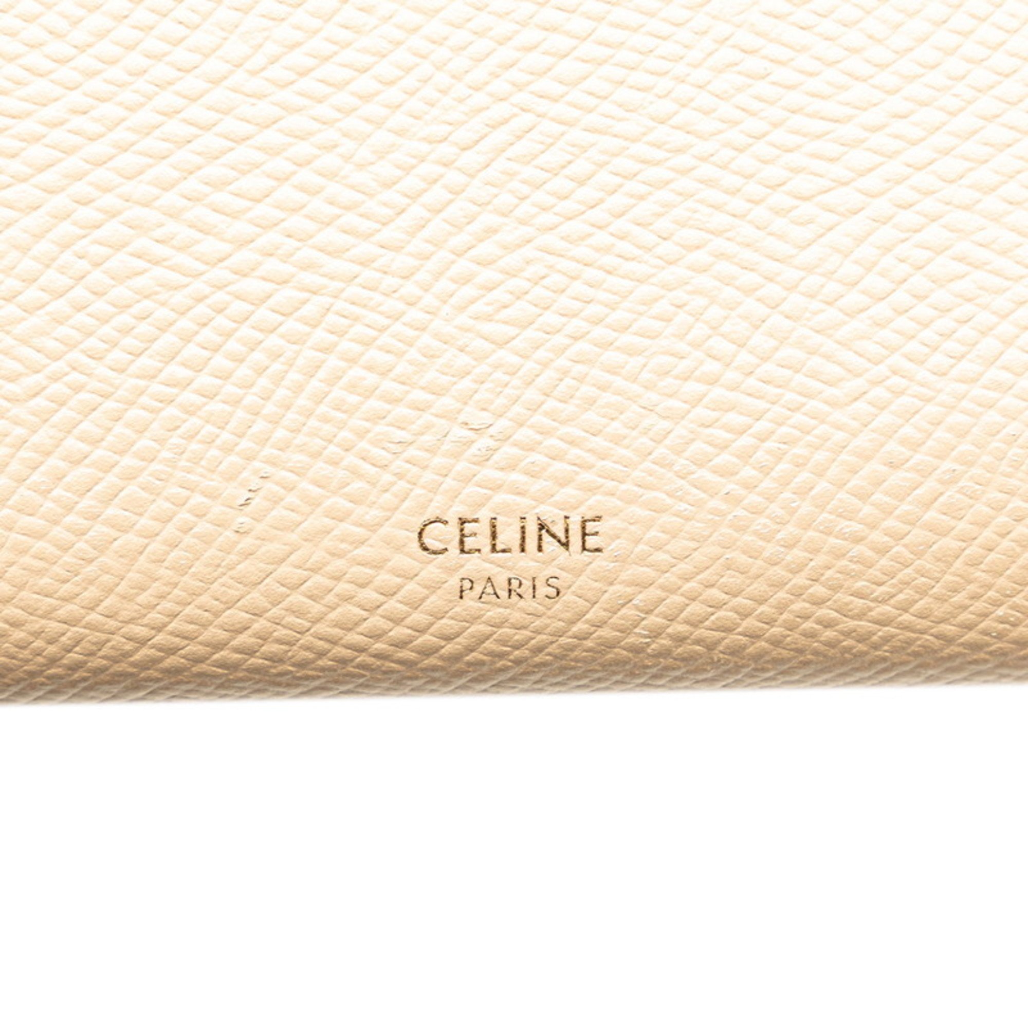 Celine Large Flap Wallet Long 10B563 Beige Leather Women's CELINE