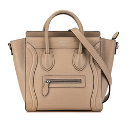 Celine Luggage Nano Shopper Handbag Shoulder Bag Beige Leather Women's CELINE