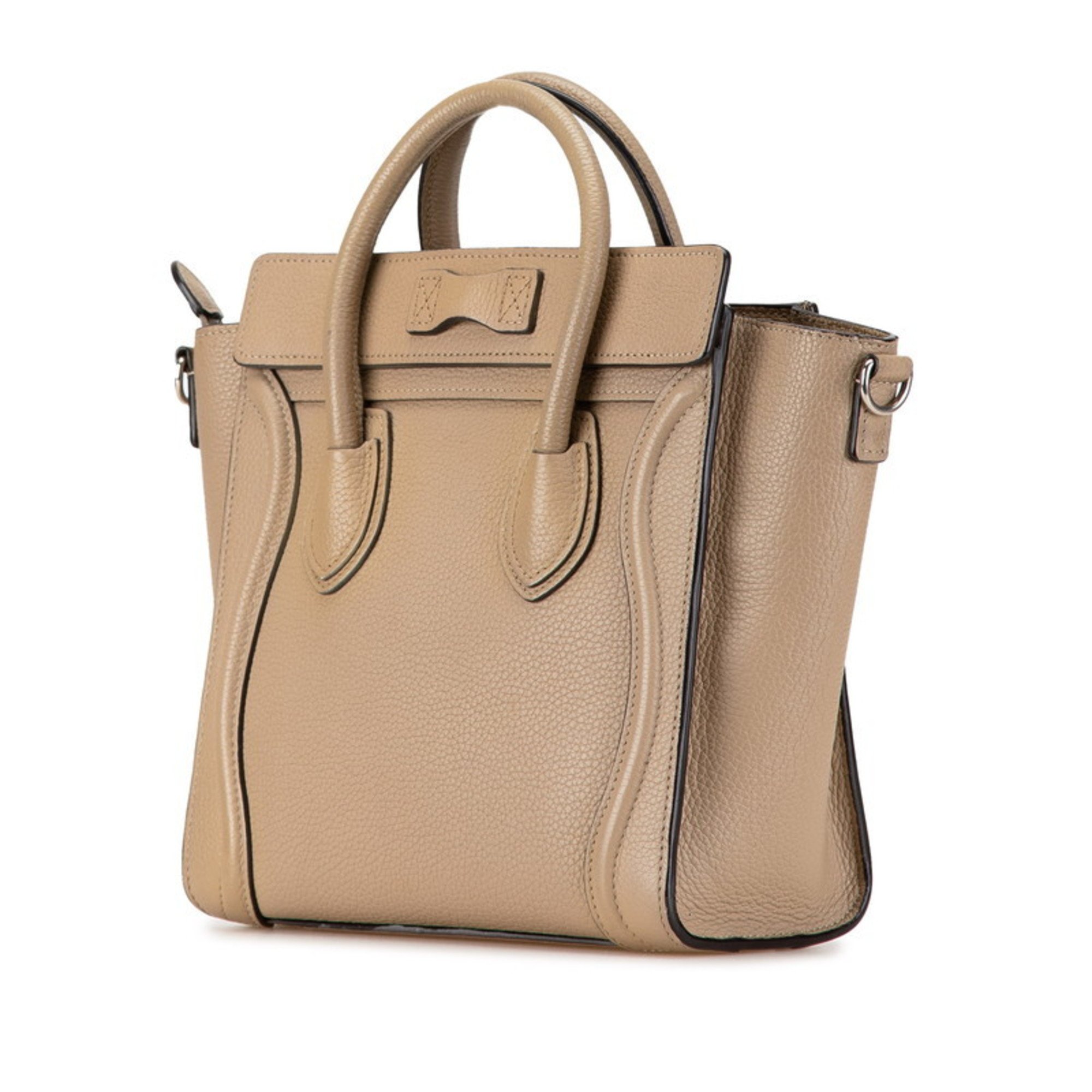 Celine Luggage Nano Shopper Handbag Shoulder Bag Beige Leather Women's CELINE