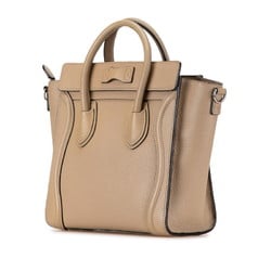 Celine Luggage Nano Shopper Handbag Shoulder Bag Beige Leather Women's CELINE