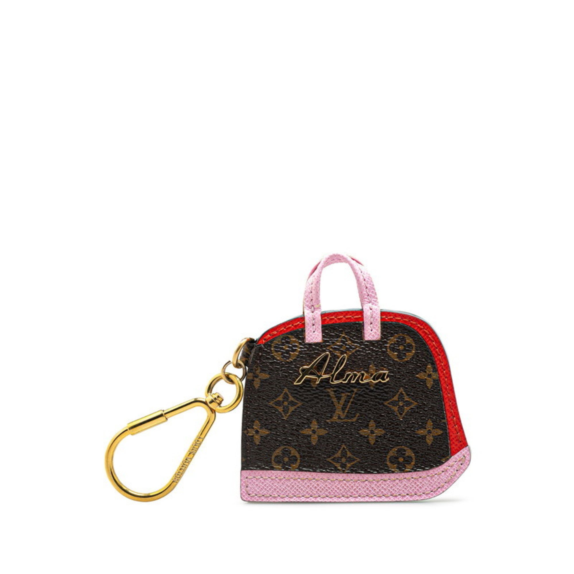 Louis Vuitton Monogram Porto Kuruma BB Bag Charm Keychain M66181 Brown Pink PVC Leather Women's LOUIS VUITTON