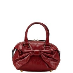 Valentino Bow Handbag Red Leather Women's