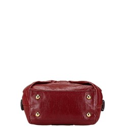 Valentino Bow Handbag Red Leather Women's