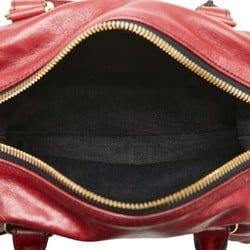 Valentino Bow Handbag Red Leather Women's