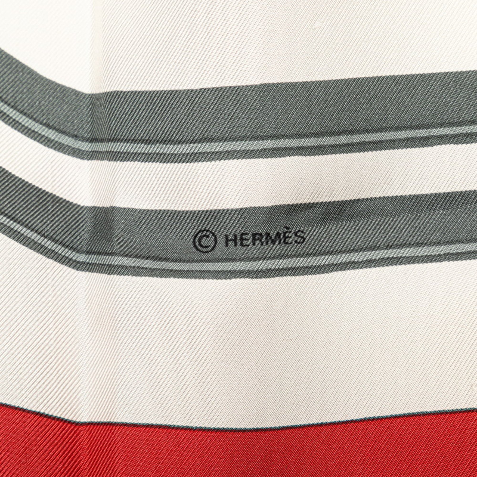 Hermes Carre 90 BRIDES de GALA Ceremonial Bridle Scarf Muffler Red White Multicolor Silk Women's HERMES