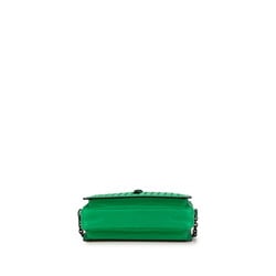 Bottega Veneta Intrecciato Chain Shoulder Bag Green Leather Women's BOTTEGAVENETA