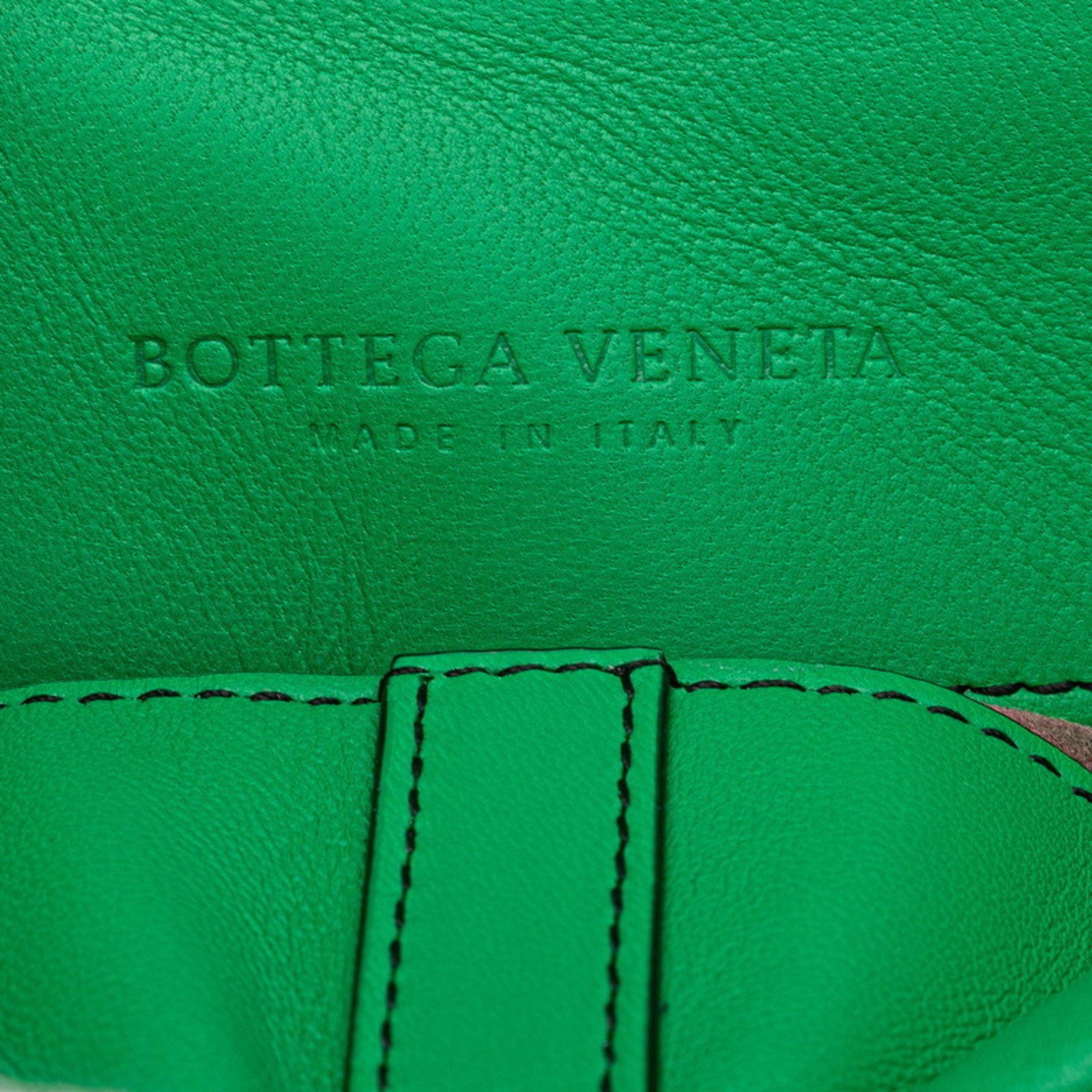 Bottega Veneta Intrecciato Chain Shoulder Bag Green Leather Women's BOTTEGAVENETA