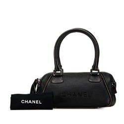 Chanel Embossed Handbag Boston Bag A23050 Black Leather Women's CHANEL