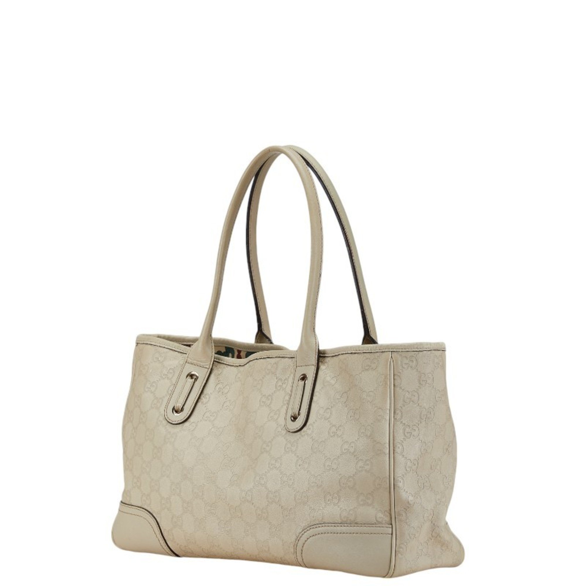 Gucci Guccissima Princess Ribbon Shoulder Bag Tote 163805 Ivory White Canvas Leather Women's GUCCI