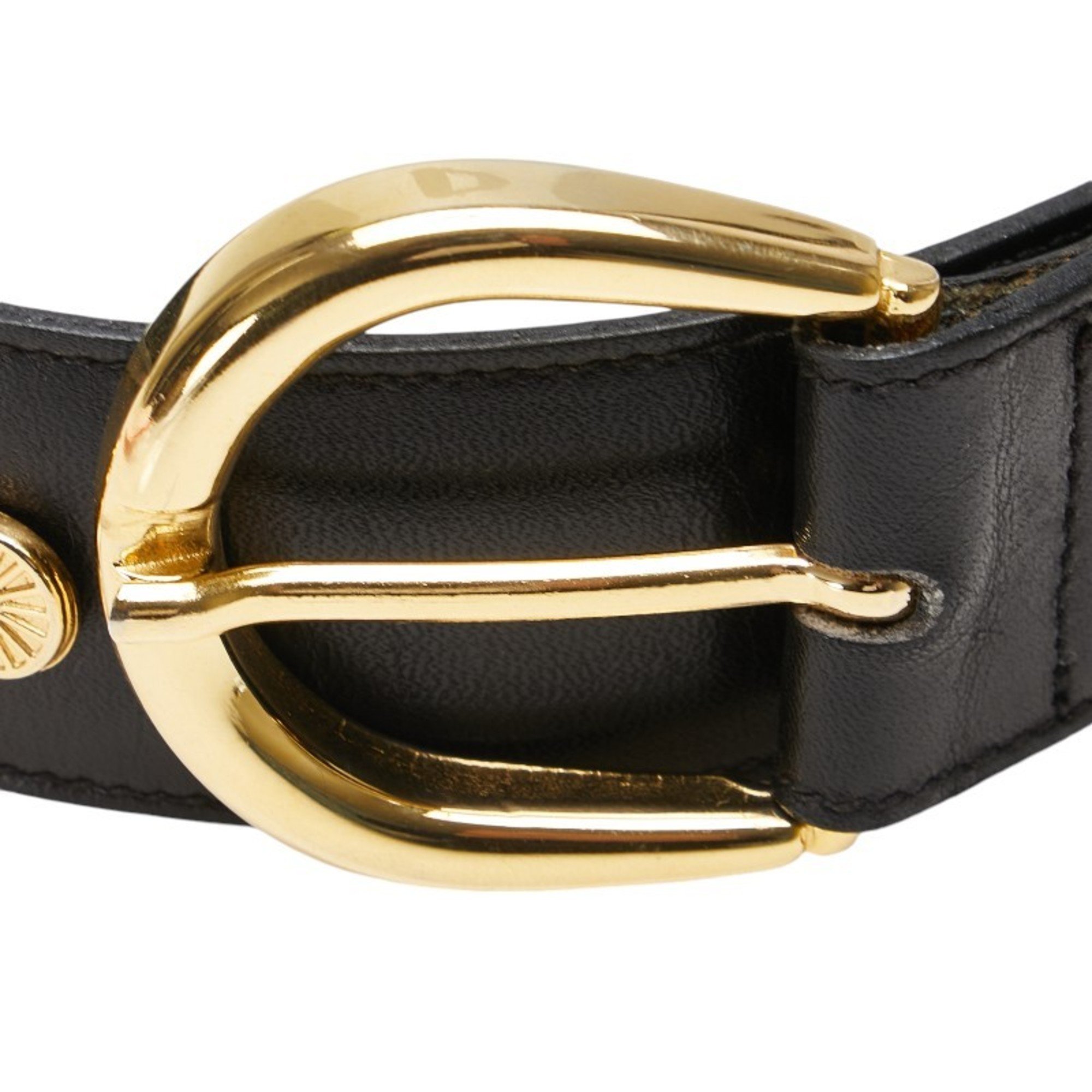 CELINE Carriage Hardware Belt 65 Black Leather Men's