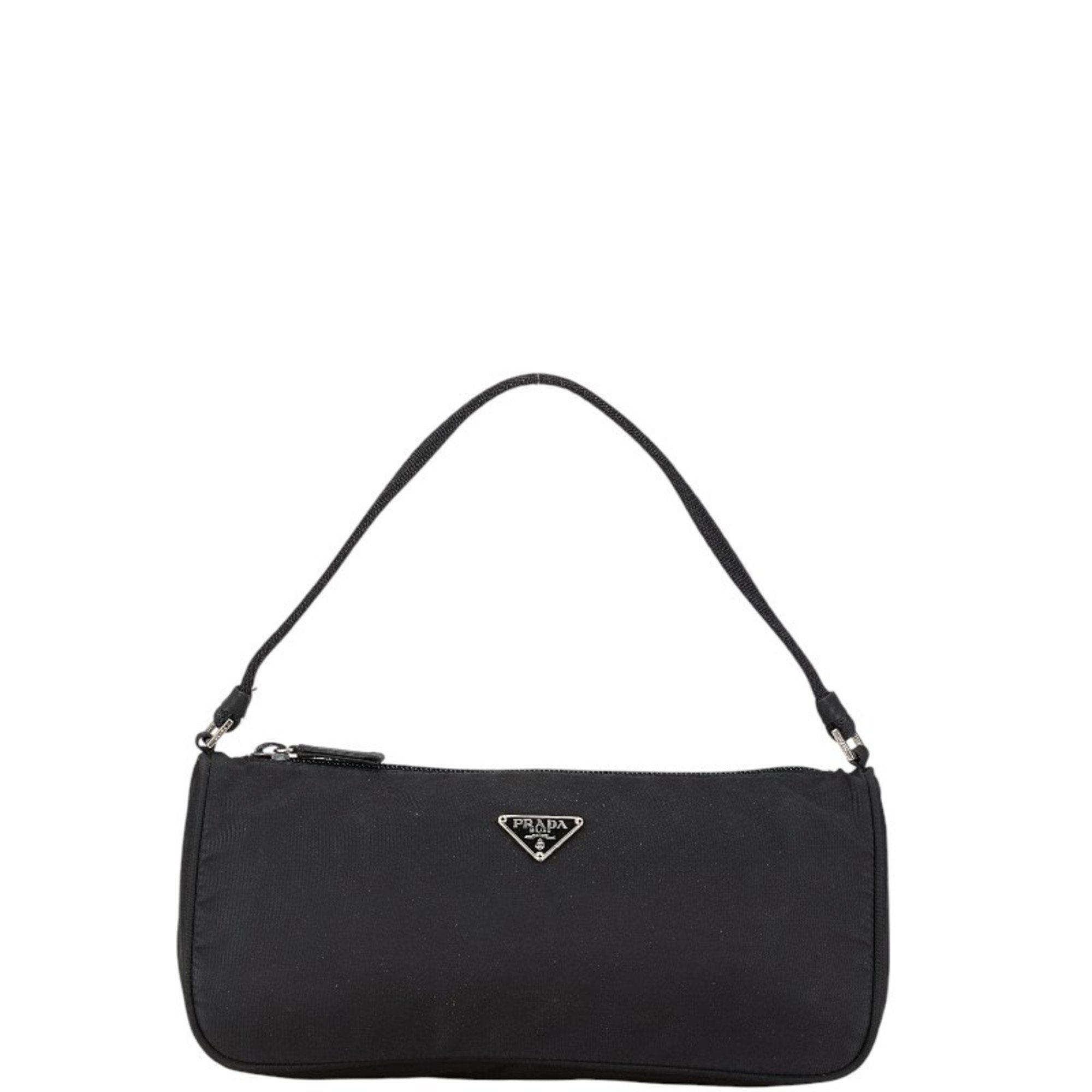 Prada Triangle Plate Pouch Black Nylon Women's PRADA