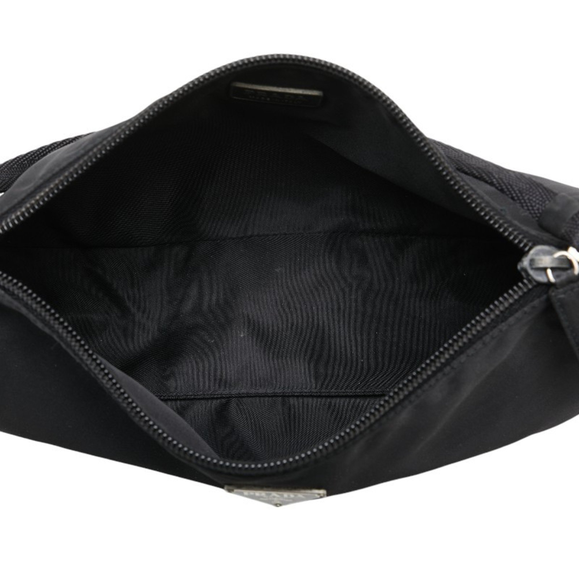 Prada Triangle Plate Pouch Black Nylon Women's PRADA