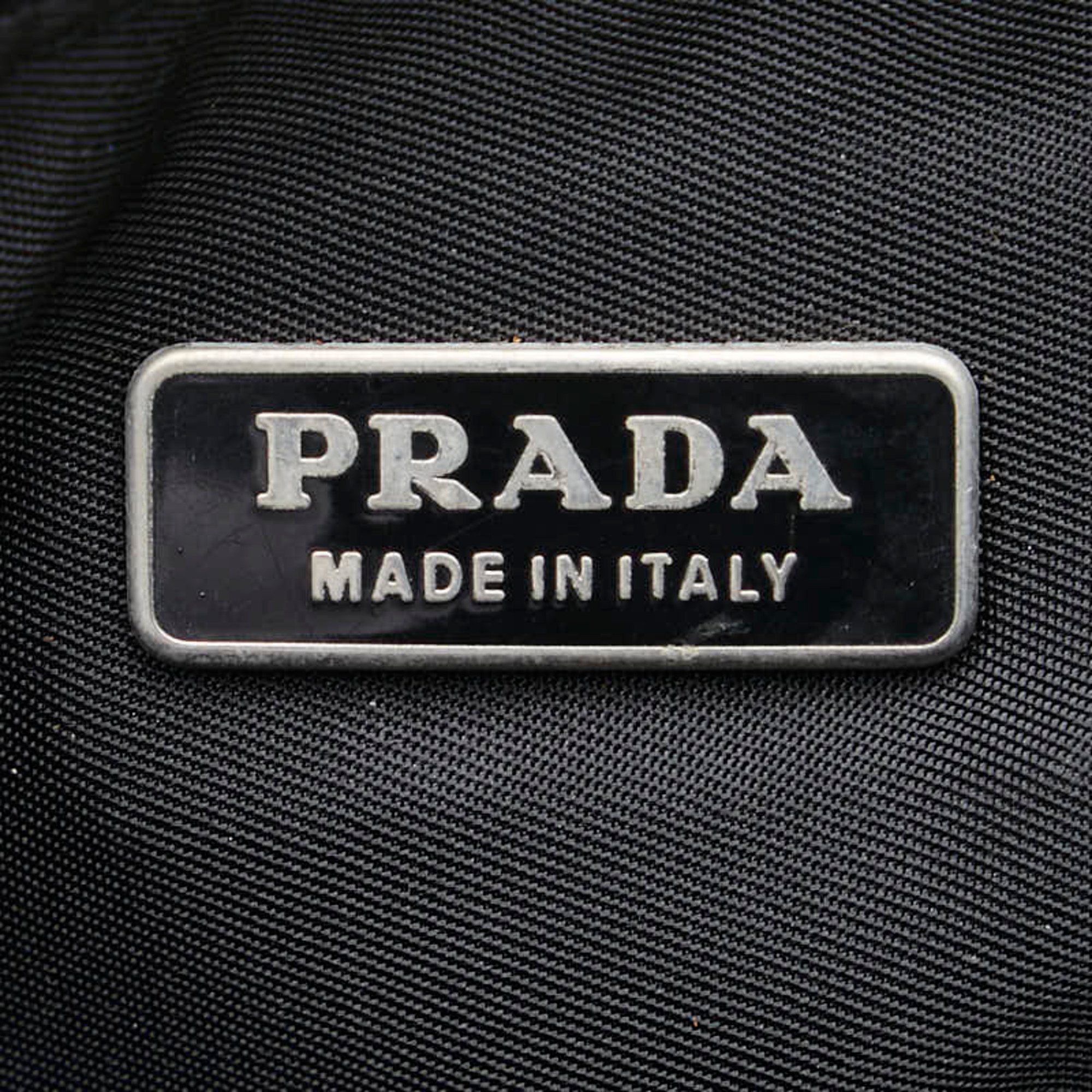 Prada Triangle Plate Pouch Black Nylon Women's PRADA