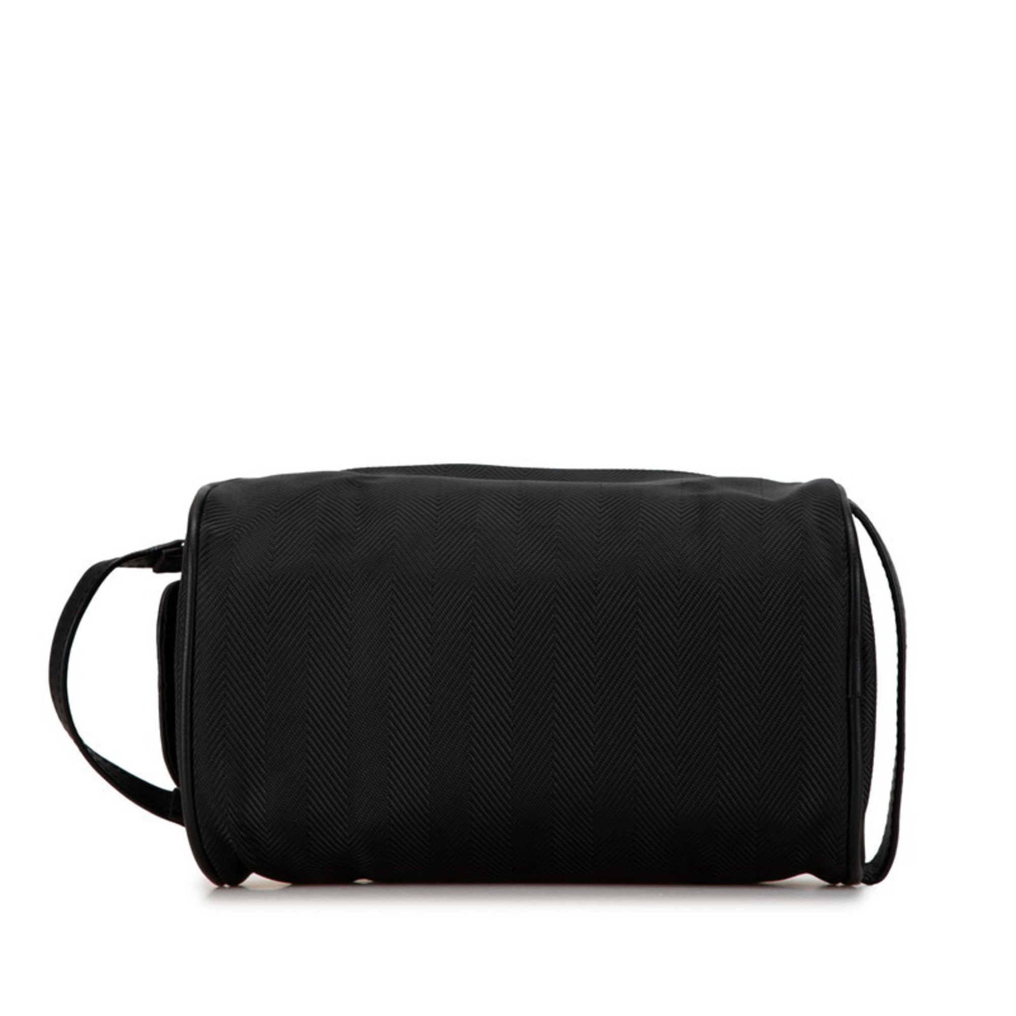 BVLGARI Clutch Bag Second Black Nylon Leather Women's