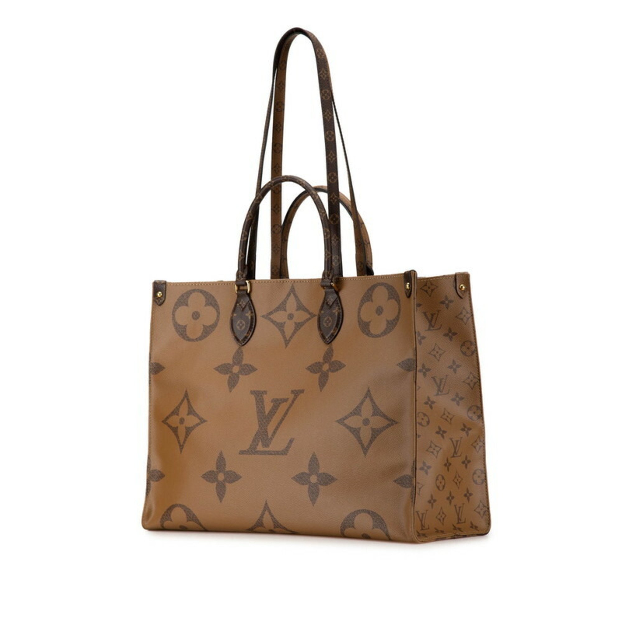 Louis Vuitton Monogram Giant Reverse On the Go GM Tote Bag Shoulder M44576 Brown PVC Leather Women's LOUIS VUITTON