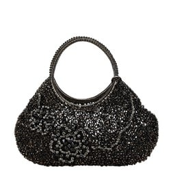 ANTEPRIMA Bijou Rhinestone Flower Motif Wire Bag Handbag Black Vinyl Women's