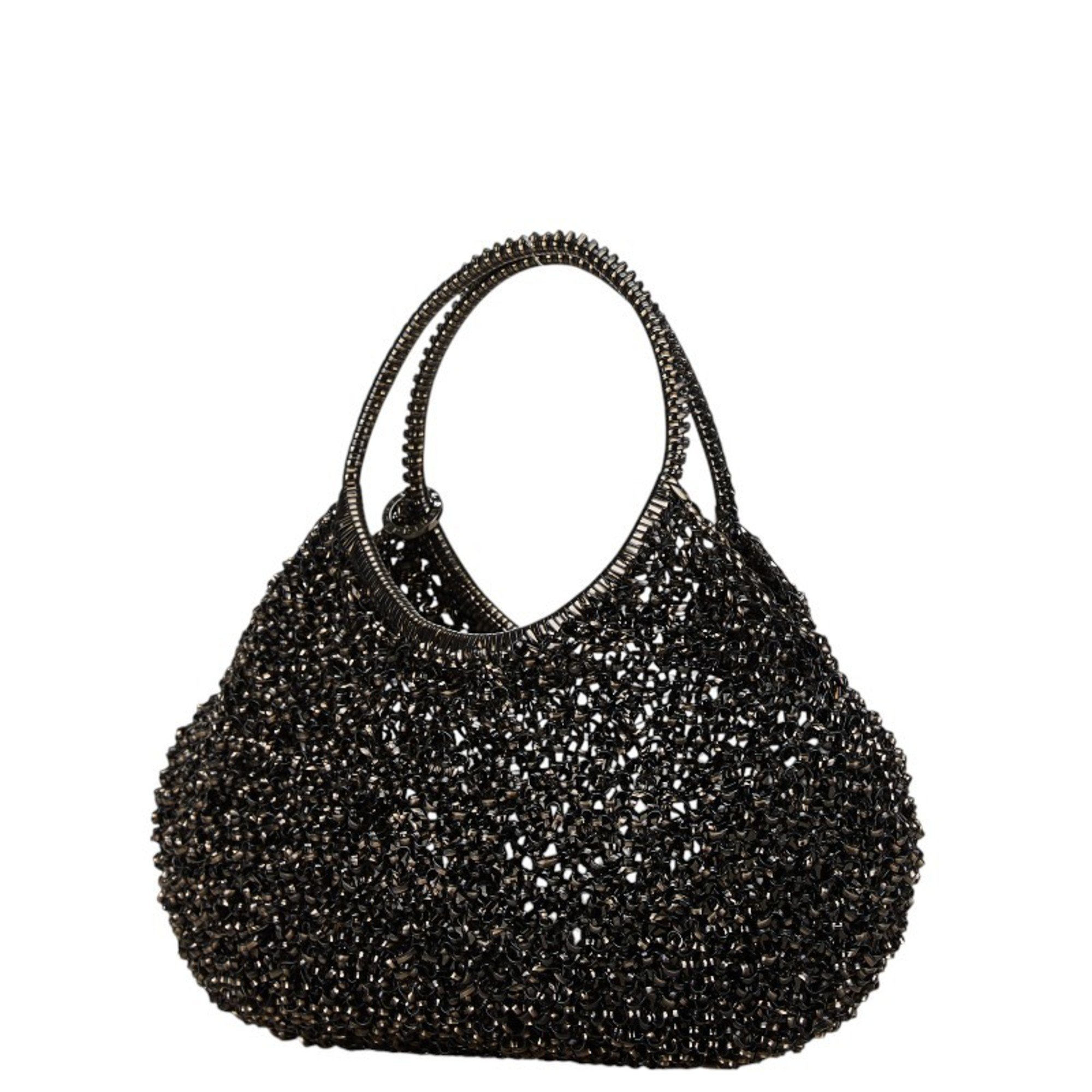 ANTEPRIMA Bijou Rhinestone Flower Motif Wire Bag Handbag Black Vinyl Women's