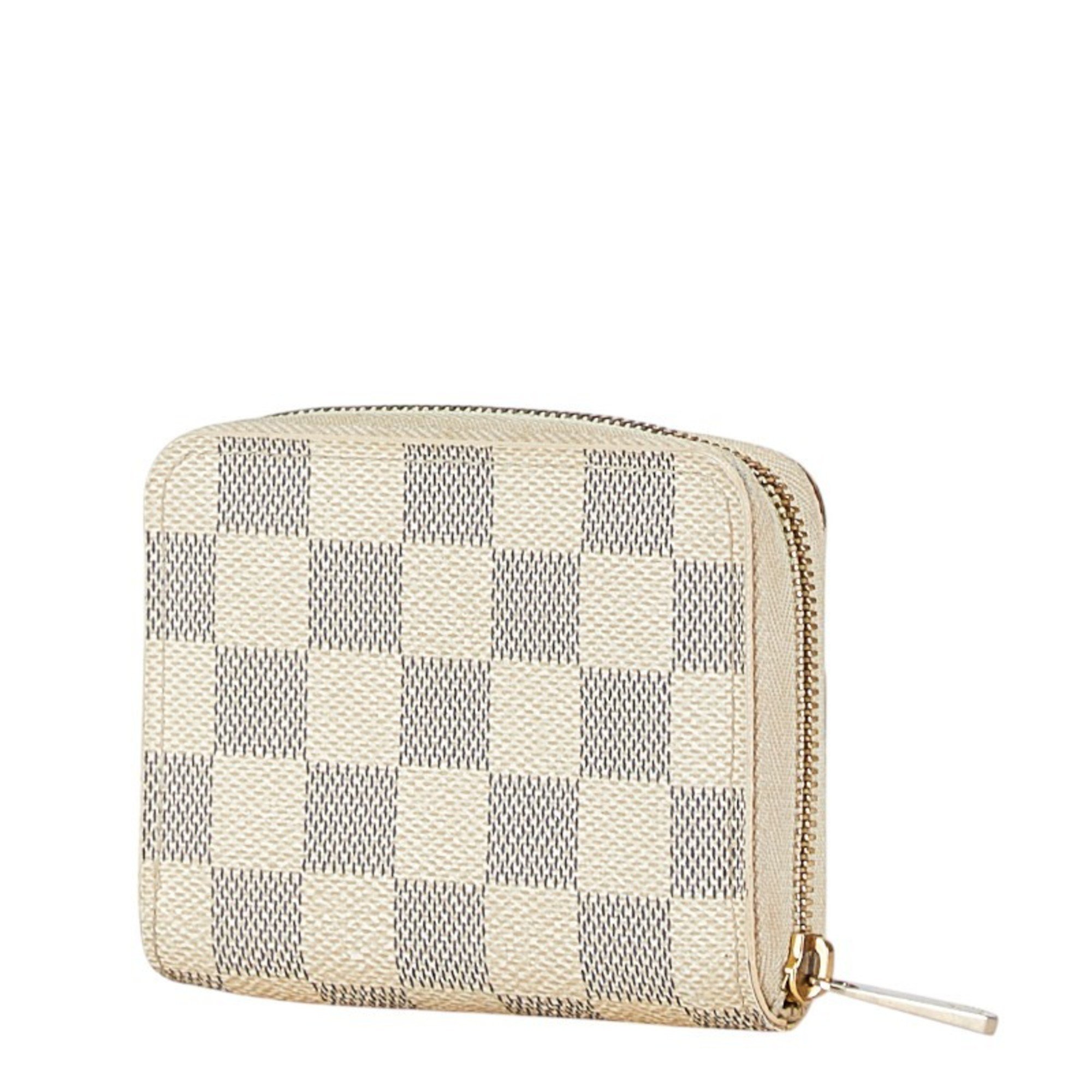 Louis Vuitton Damier Azur Zippy Coin Purse Case Card N63069 White PVC Leather Women's LOUIS VUITTON