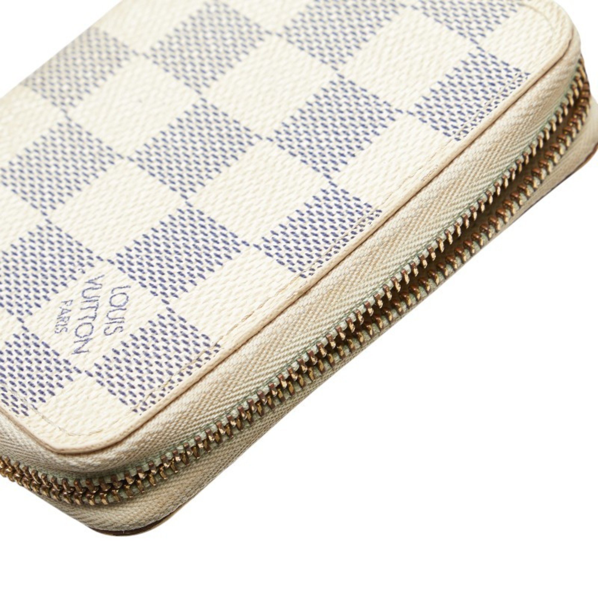 Louis Vuitton Damier Azur Zippy Coin Purse Case Card N63069 White PVC Leather Women's LOUIS VUITTON