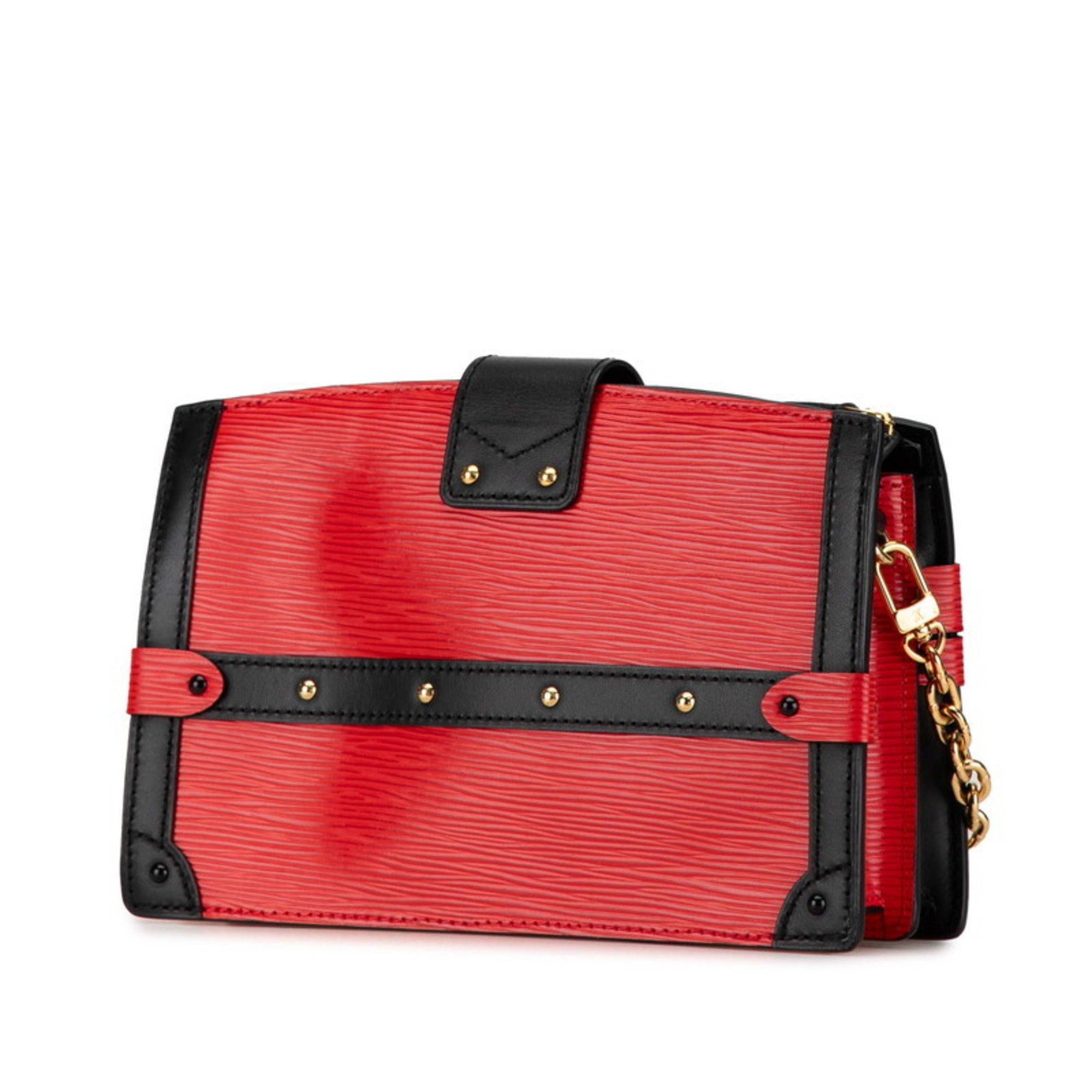 Louis Vuitton Epi Trunk Clutch Bag Shoulder M51697 Rouge Black Leather Women's LOUIS VUITTON