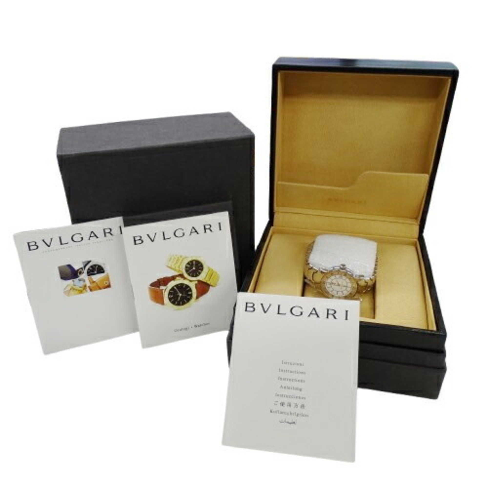 BVLGARI Women's Solotempo Date Quartz Watch Stainless Steel SS ST29S Silver White Polished