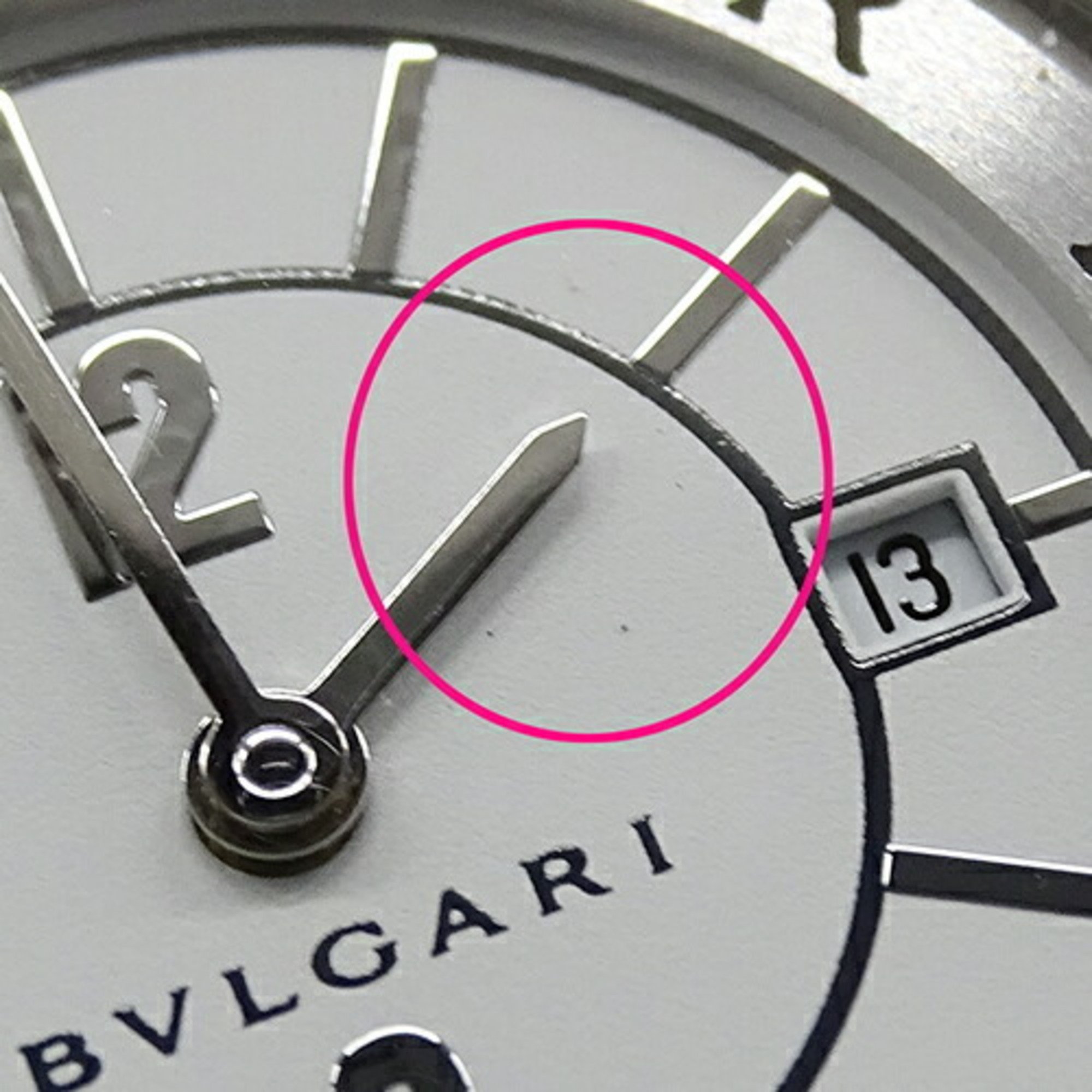 BVLGARI Women's Solotempo Date Quartz Watch Stainless Steel SS ST29S Silver White Polished