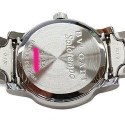 BVLGARI Women's Solotempo Date Quartz Watch Stainless Steel SS ST29S Silver White Polished