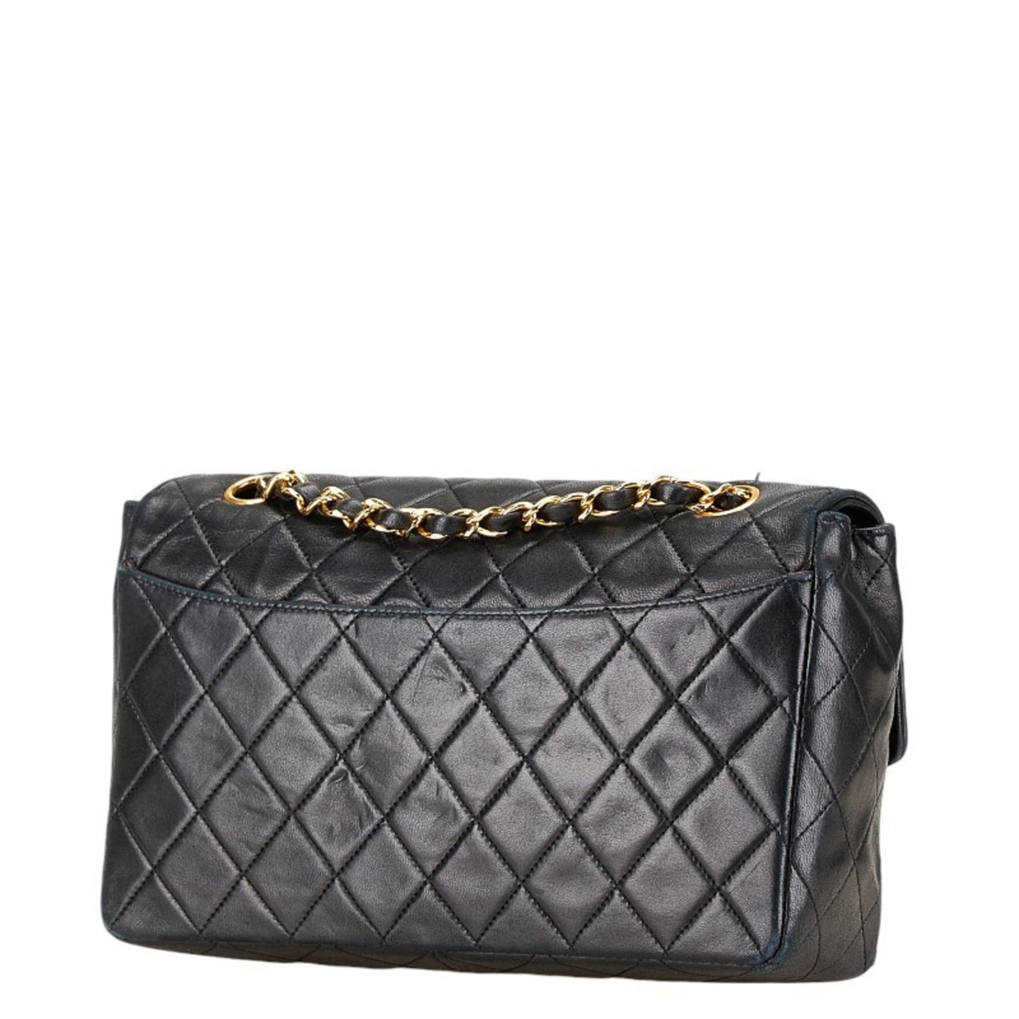 Chanel Matelasse Coco Mark Chain Shoulder Bag Black Lambskin Women's CHANEL