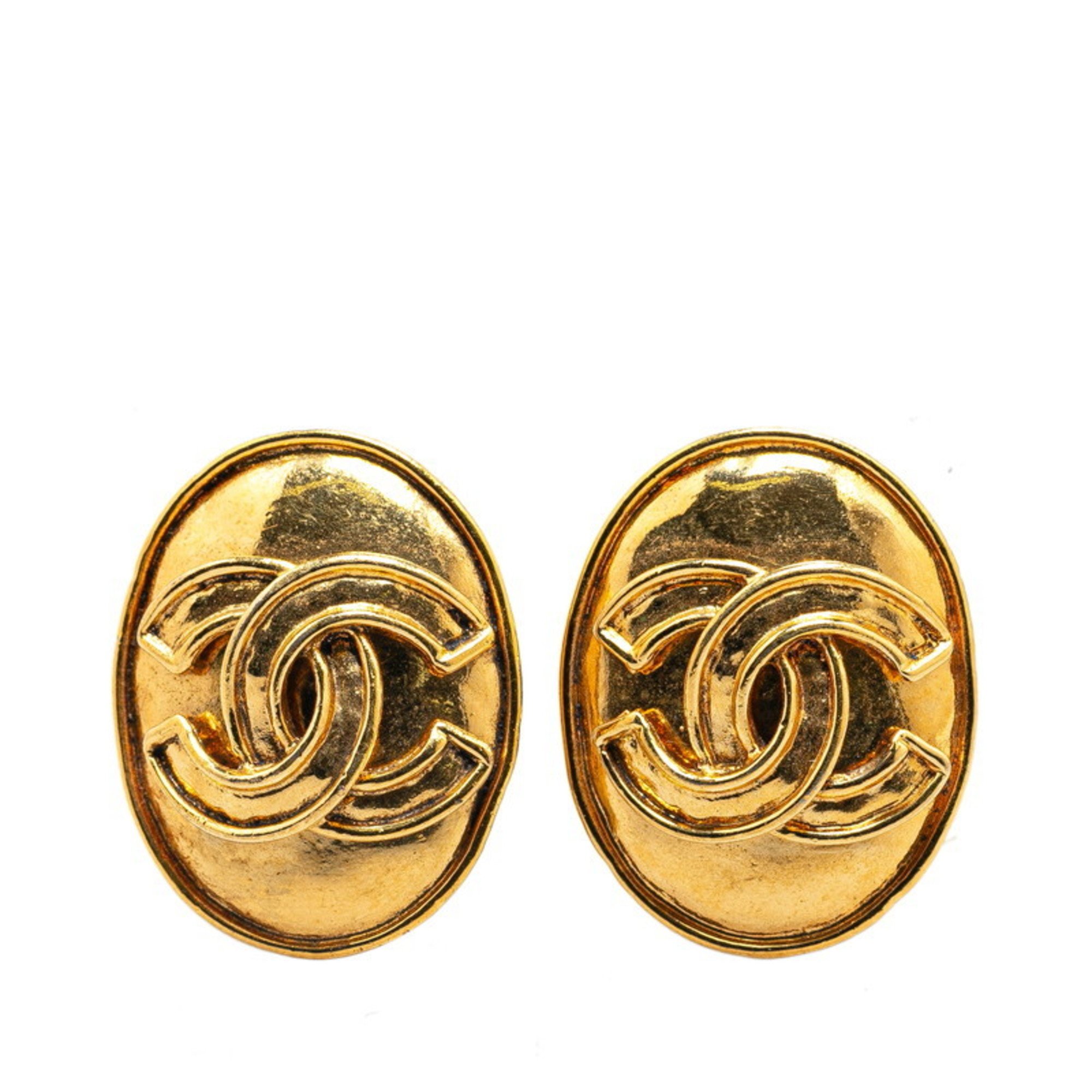 Chanel Coco Mark Earrings Gold Plated Women's CHANEL